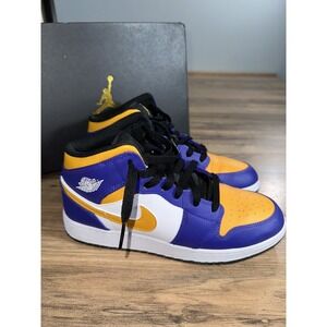 Air Jordan 1 Mid‎ (GS) Size 7Y Dark Concord/Taxi-White-Black DQ8423-517